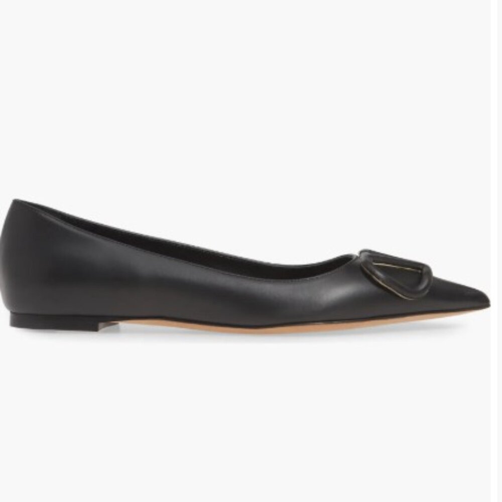 Black Valentino Garavani VLOGO Pointed Toe Ballet Flat - Picture 7 of 11